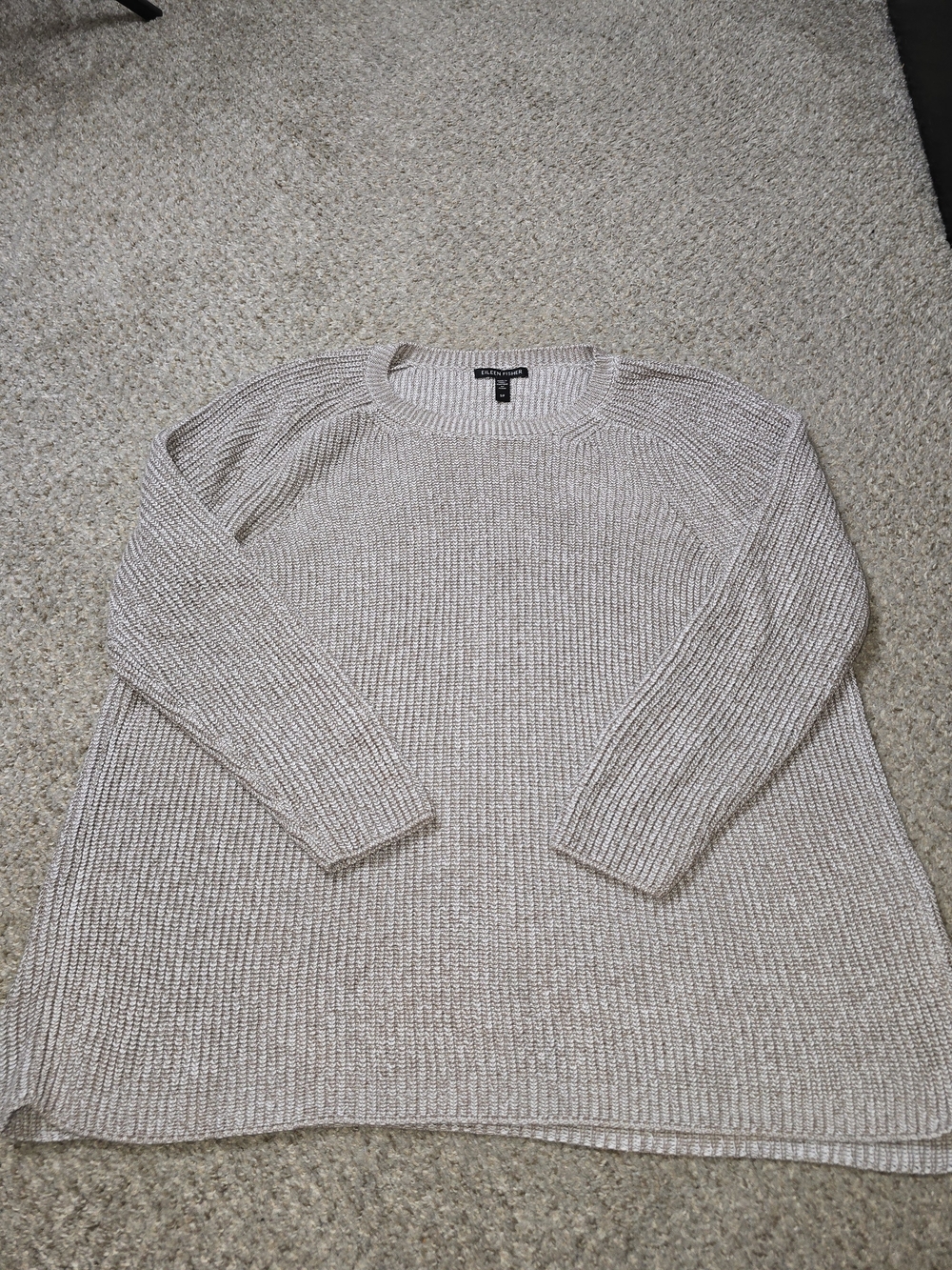 Eileen Fisher Heathered Cream Crewneck Sweater Size Small